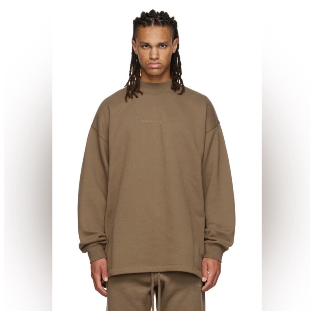 Fear of God Essentials Relaxed Crewneck Sweatshirt Brown Medium